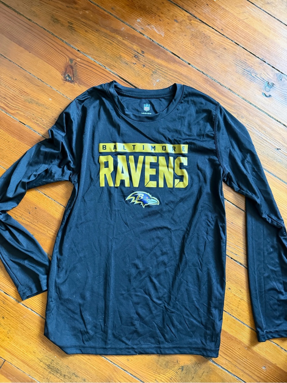 NFL Baltimore Ravens Black Long-Sleeve Shirt with Yellow Logo